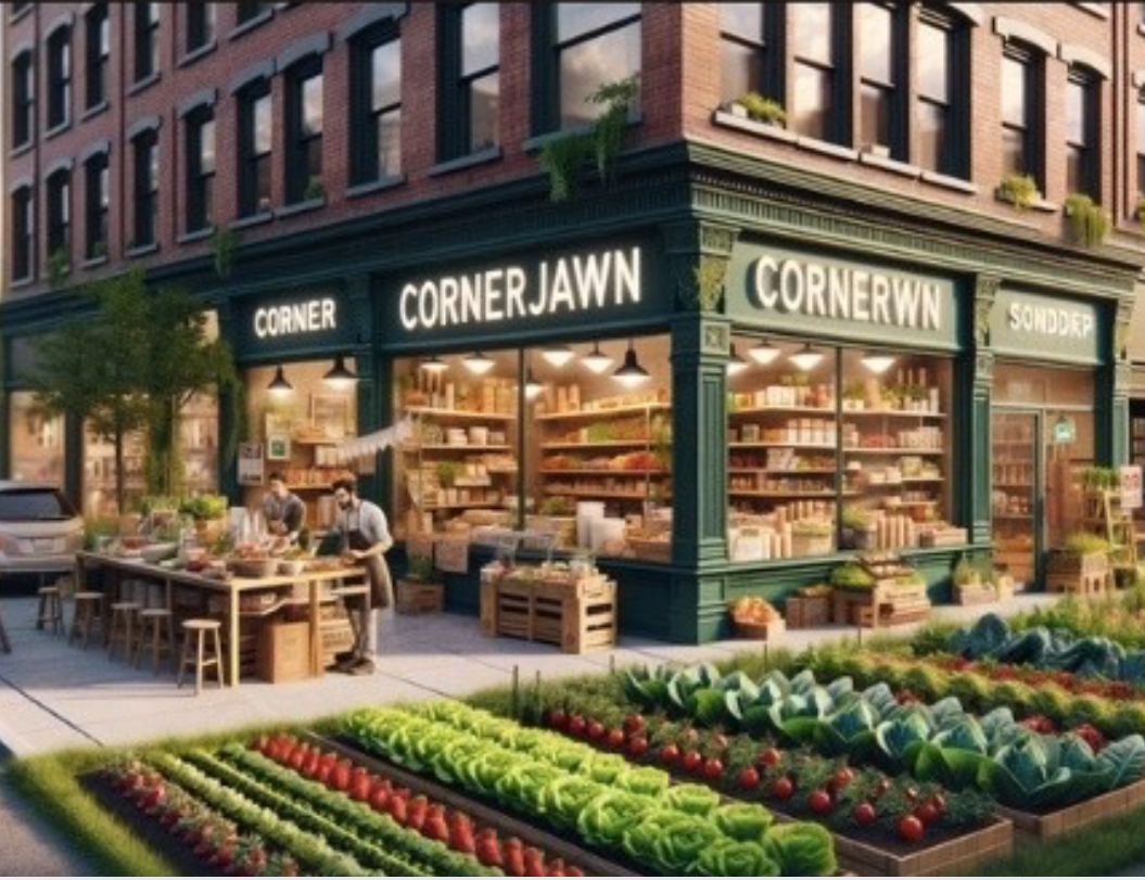 A rendering of Christa Barfield's planned CornerJawn farm retail store.